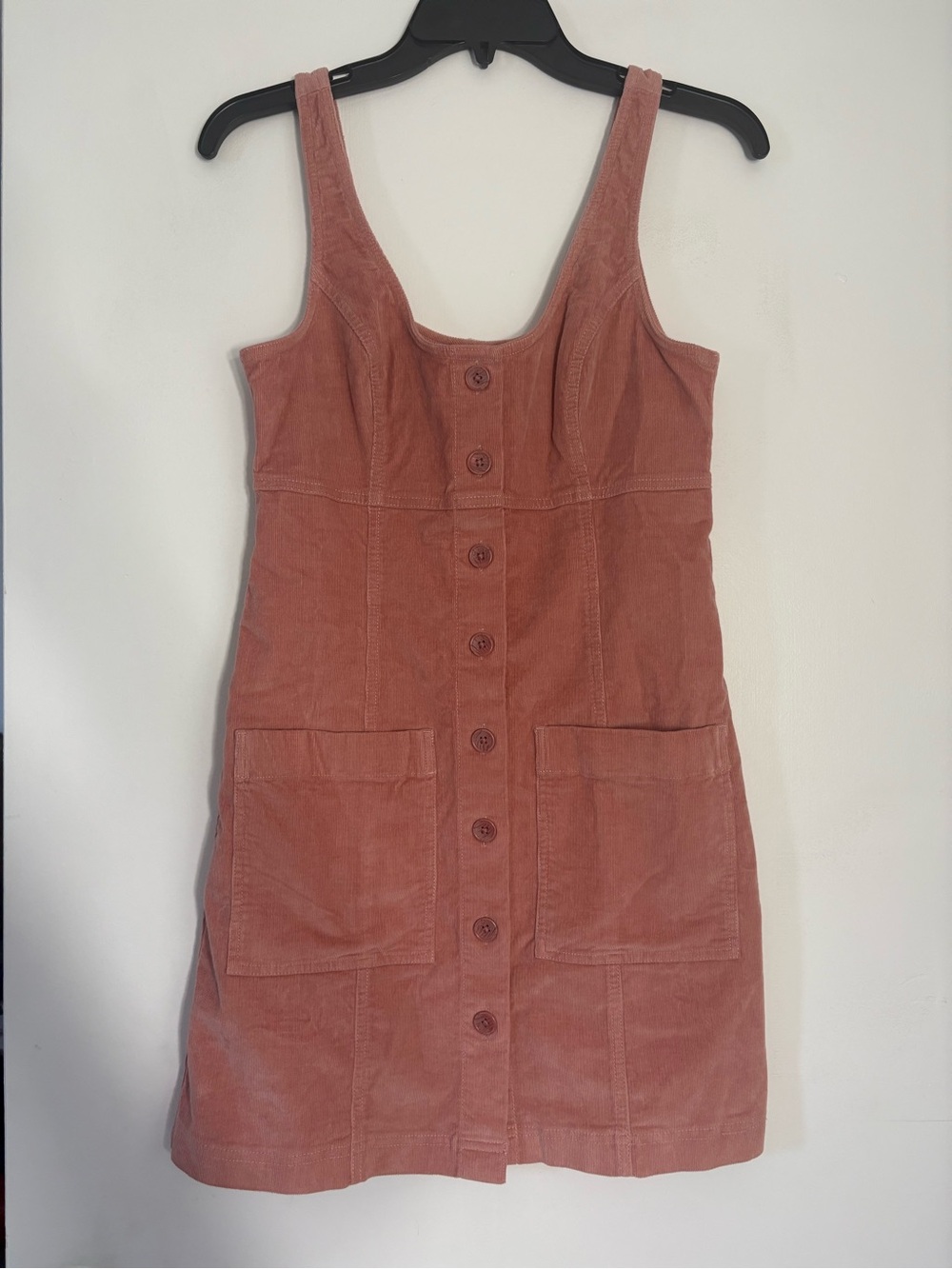 bp Dusty Rose Corduroy Button-Front Mini Dress with pockets fall